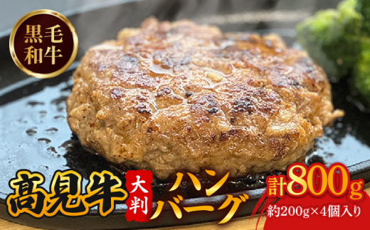 髙見牛ハンバーグステーキ 200g✕4個 黒毛和牛 和牛 ブランド牛 国産 牛肉 豚肉 肉 お肉 おにく 冷凍 ミンチ ハンバーグ はんばーぐ ステーキ 小分け 惣菜 おかず グルメ 人気 夜食 おつまみ 晩ごはん お弁当 宇治市 京都府 8000円 八千円