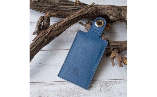 本革 藍染め ベル型キーケース