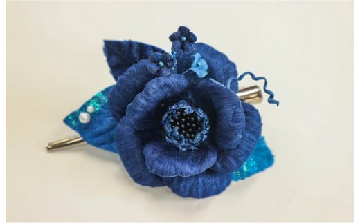 藍染花髪飾り
