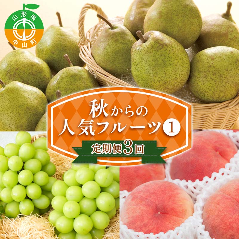 【定期便 3回】秋からの人気フルーツ定期便(1) 白桃 シャインマスカット ぶどう 葡萄 ラ・フランス 梨 洋梨 果物 フルーツ 山形県 中山町 F4A-0447