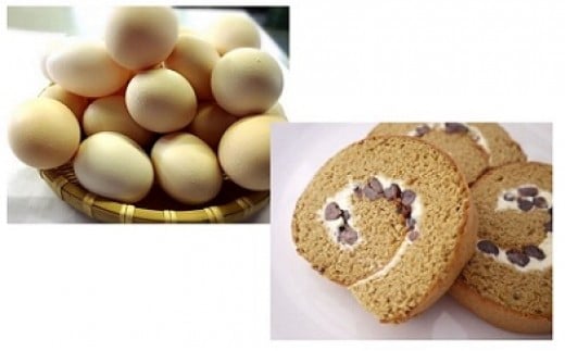 ひまわりたまご紅白10個・コーヒーロール1本セット　ロールケーキ 珈琲 洋菓子 お菓子 卵 鶏卵 加工品 スイーツ 山梨 富士川町