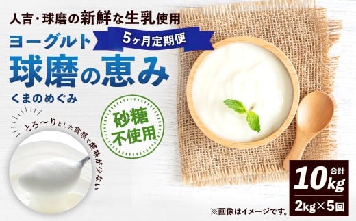 【定期便5回】 球磨の恵みヨーグルト (砂糖不使用) 2kg (1kg×2パック) (合計10kg) ヨーグルト 牛乳 乳製品 お菓子 菓子 洋菓子 定期便 九州 熊本県 相良村 冷蔵
