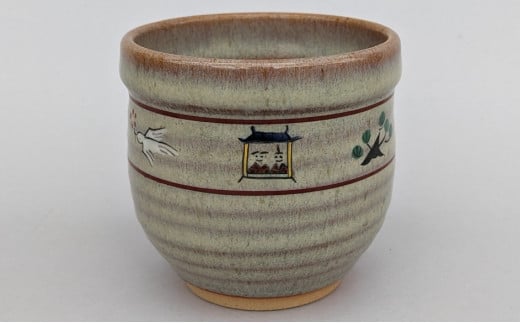 115.赤膚焼 奈良絵 湯呑