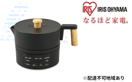 ケトル 電気ポット 電気ケトル クッキングケトル ICK-M1200-B ブラック お湯 湯沸し 湯沸かし 紅茶 ティー コーヒー 珈琲 お茶 アイリスオーヤマ