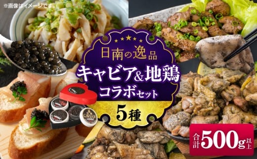 数量限定 日南の逸品 キャビア&地鶏 コラボセット (全5種類) 炭火焼 地頭鶏 三大珍味 高級 黒いダイヤ 魚卵 魚介 魚貝 国産 食品 加工品 惣菜 簡単調理 プレゼント 贈り物 ギフト ご褒美 お祝い 記念日 パーティー お取り寄せ グルメ 宮崎県 日南市 送料無料_DD16-25