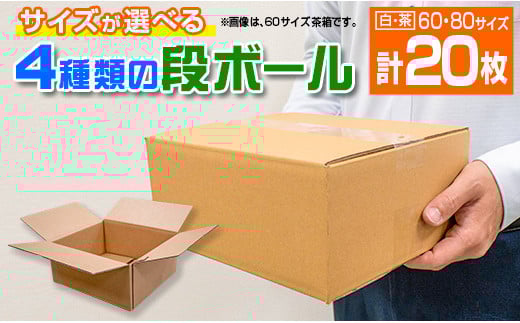 サイズが選べる 4種類 段ボール 計20枚【60サイズ茶箱(250×220×110 3mm)】日用品 雑貨 ダンボール 箱 規定サイズ 紙製品 引っ越し 整理 収納 片付け 荷造り 新生活 包装資材 梱包 資材 外装材 パッケージ 工作 仕送り 品物発送 書類発送 おすすめ 事務用品 宮崎県 日南市 送料無料_AA52-23-01