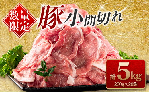 数量限定 豚小間切れ 計5kg 豚肉 ポーク 国産 食品 豚こま こま切れ肉 おすすめ ご褒美 お祝い 記念日 晩ご飯 炒め物 野菜炒め 豚汁 カレー おかず お弁当 おつまみ 万能食材 大容量 小分け 個包装 お取り寄せ グルメ おすそ分け 宮崎県 日南市 送料無料_DA45-25