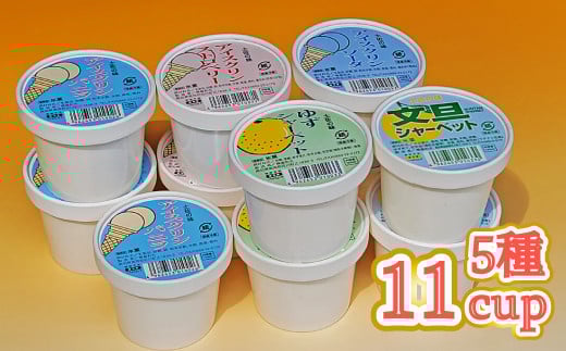 【土佐の味アイスクリン】シャーベット5種食べ比べ<11個セット>(バニラ・ストロベリー・ソーダ・ゆずシャーベット、文旦シャーベット)