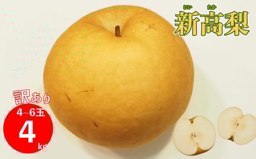 ＜2025年10月中に発送予定＞　≪訳あり品（変形 キズあり）≫　新高梨 4～6玉 （約 4kg）