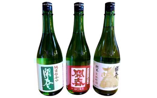 竜馬が醸す石見の地酒「開春」辛口純米酒セット[日本酒 3本 セット 3種類 720ml 開春 純米超辛口 生酛純米 西田 純米 備前雄町 辛口純米酒 辛口 純米酒 飲み比べ 4合瓶 ギフト 父の日]