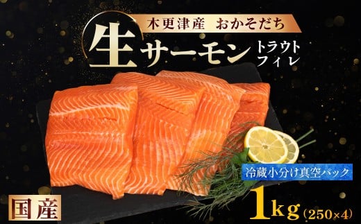 <メディア掲載多数>国産 おかそだち生サーモントラウトフィレ 1kg （250g×4P） (真空パック)   木更津産 KJ009 | サーモン 生サーモン 鮭 さけ サケ シャケ ふるさと納税 真空パック 真空 生サーモントラウトフィレ トラウトフィレ 養殖 骨取 骨取り ほねとり