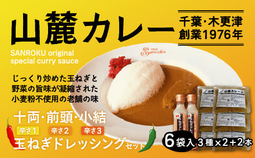 KP002 また食べたくなるカレー!<木更津山麓カレー>十両・前頭・小結・特製玉ねぎドレッシングセット ふるさと納税 カレー 健康 からだにやさしい 辛さ 十両 前頭 大辛 小結 レトルト セット 玉ねぎ ドレッシング たまねぎ 千葉県 木更津 送料無料