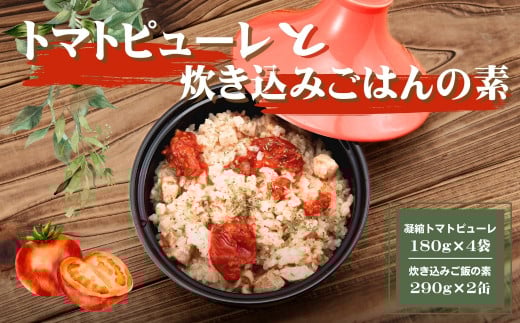 AP1 田中農園の 凝縮 トマトピューレ & 炊きこみご飯 セット 【 とまと トマト トマトソース 炊き込みご飯の素 ごはんの素 缶詰 非常食 保存食 】
