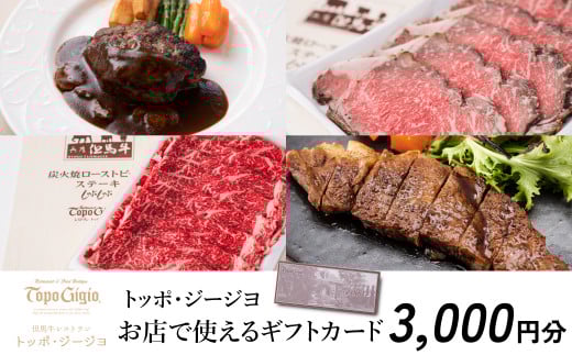 J45 トッポ・ジージヨ お店で使える ギフトカード 3000円分 【 トッポジージョ レストラン チケット 買い物 食事 】