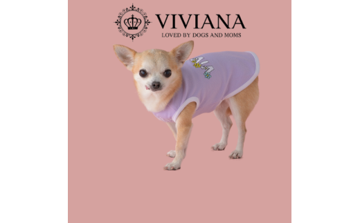 ドッグウェア「VIVIANA」タンクトップロゴフラワー（Purple）｜犬服 犬用 犬用ワンピース 犬用ドレス サイズ展開