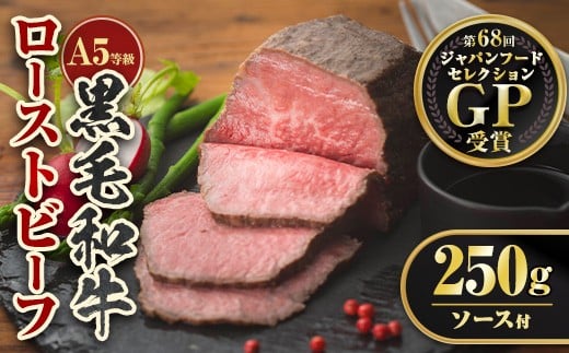 A0-08 <5等級>鹿児島県産黒毛和牛ローストビーフ(250g・専用ソース付き) ふるさと納税 伊佐市 特産品 鹿児島 九州産 牛肉 国産 贈り物 冷凍 冷凍便 【お肉の直売所 伊佐店】