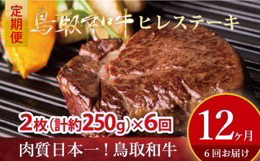 鳥取和牛 ヒレステーキ 6回定期便 (約250g×6) 牛肉 ヒレ 冷凍 和牛 ステーキ 国産 ブランド牛 黒毛和牛 肉 ヒレステーキ 定期便 最高級部位 希少部位 真空 鳥取県 倉吉市