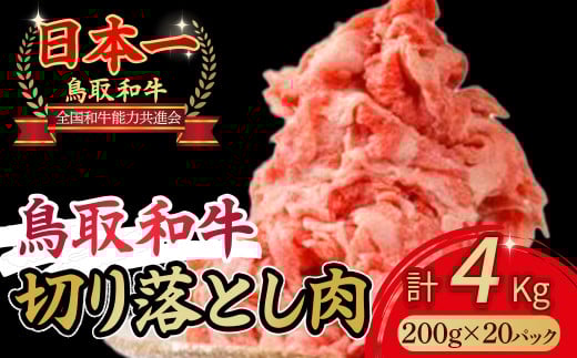鳥取和牛 切り落とし 4kg(約200g×20) 肉 牛肉 国産 切り落とし 小分け 和牛 黒毛和牛 ブランド牛 国産 鳥取県 倉吉市