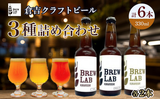 BREW LAB クラフトビール 3種詰め合わせ(6本) ビール クラフトビール 地ビール ipa ペールエール ゴールデンエール 鳥取県 倉吉市 珍しい 美味しい ビール党 クラフトビア 手作り おすすめ 飲み比べ 詰め合わせ 大容量