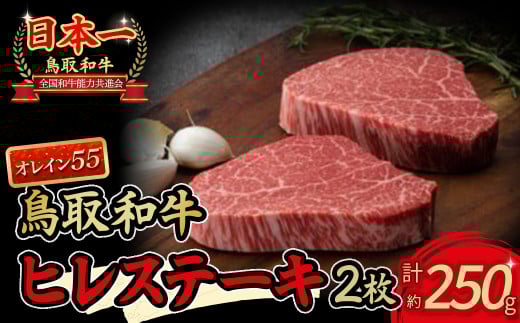 鳥取和牛 オレイン55 ヒレステーキ250g 牛肉 ヒレ ヒレステーキ 和牛 国産牛 ステーキ 黒毛和牛 肉 国産 ブランド牛 赤身 希少部位 最高級部位 鳥取県 倉吉市
