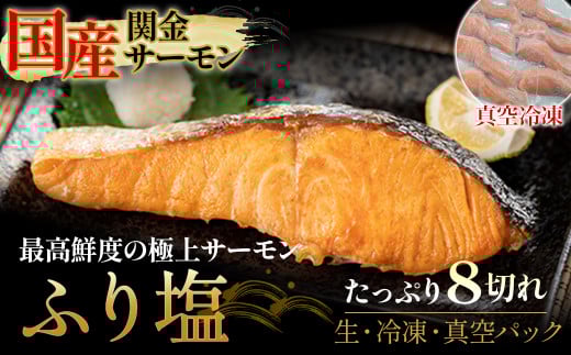 【真空冷凍】 関金サーモン ふり塩切り身 480g（60g×8切れ） マス トラウトサーモン 鮭 さけ シャケ 国産鮭 ふり塩鮭 鮭切身 サーモン 国産サーモン サーモン切身 養殖サーモン 真空冷凍