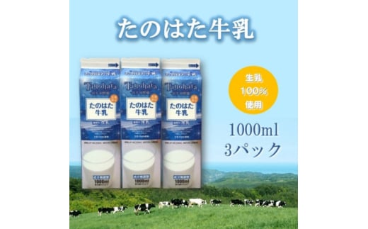 たのはた牛乳 1000ml 3本 <美味しさへこだわり、85℃ 25分間殺菌>【1589007】