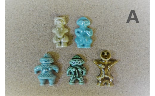 陶芸工房 雲歩窯「土偶型の箸置き」５個【Ａセット】