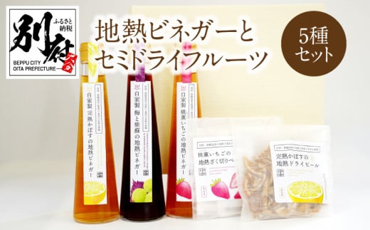 別府鉄輪 地熱ビネガー3種とセミドライフルーツ2種セット