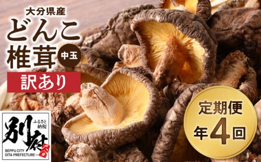 【定期便年4回（3ヵ月に1回）】大分県産中玉どんこ椎茸300ｇ 原木栽培 干し椎茸 訳あり
