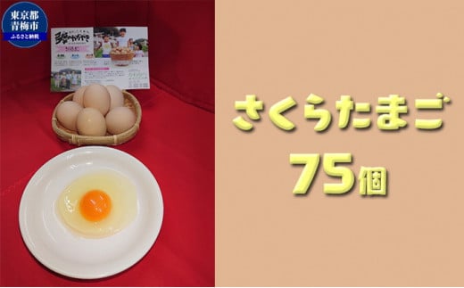 かわなべ鶏卵農場のこだわりのたまごさくらたまご75個/こだわり 国産 青梅市産 鶏 鳥 卵 たまご タマゴ 玉子 朝食 卵かけご飯 ＴＫＧ ゆでたまご 卵黄 卵白 健康 アミノ酸 青梅市 [№5714-0132]