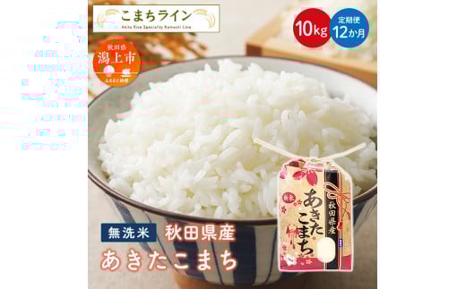 《 定期便 》 無洗米 あきたこまち 10kg × 12ヶ月 1年 米 一等米 返礼品 こめ コメ 10キロ 12回 ランキング グルメ 故郷 ふるさと 納税 秋田 潟上 潟上市 【こまちライン】