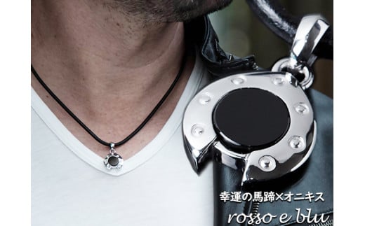ロッソエブルー ネックレス メンズ シルバー 馬蹄 オニキス