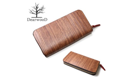 DearwooD 木の財布(チェーン:ゴールド/チャーム:レッド)