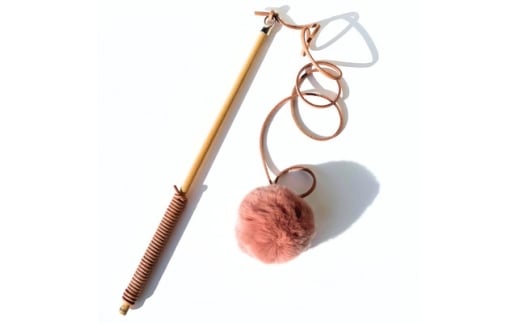 <天然素材のねこじゃらし> ナチュラルカラー×ピンクファー 猫のおもちゃ 【1613007】