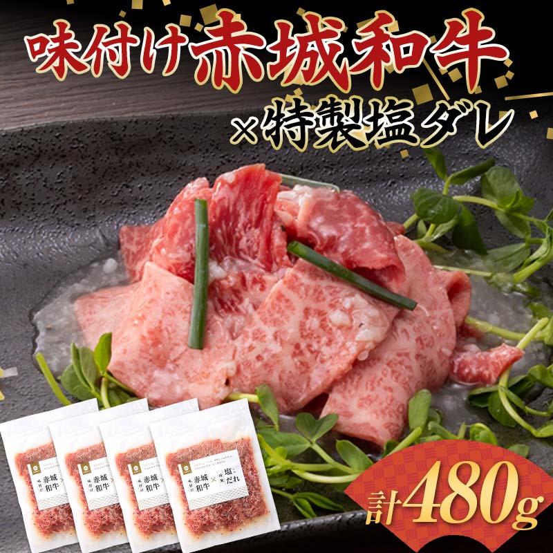 味付け赤城和牛×特製塩ダレ120g×4セット 牛 牛肉 ビーフ 肉 食品 群馬県 渋川市 F4H-0452