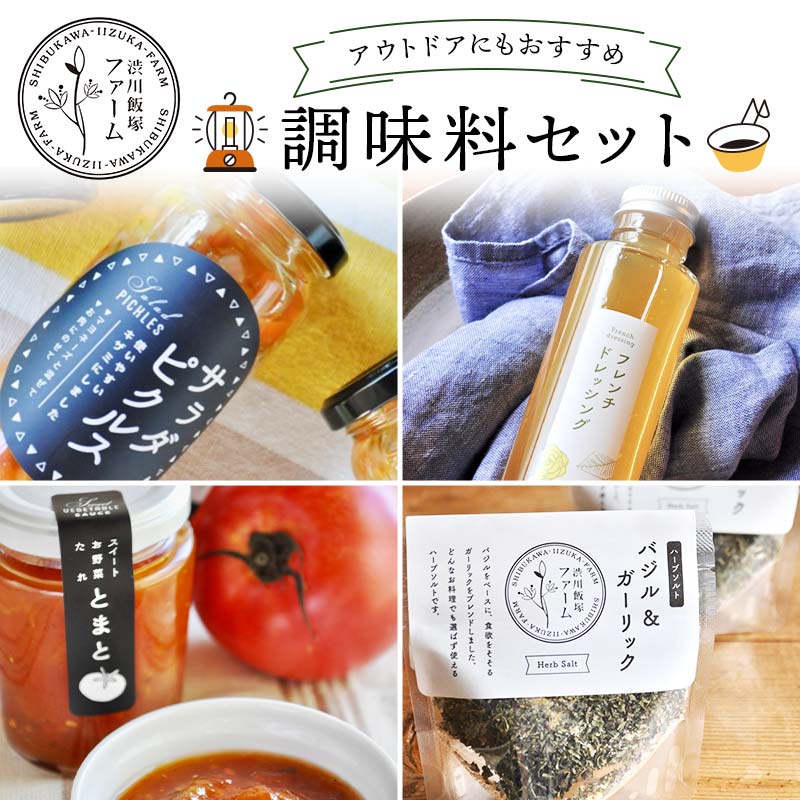 アウトドアにもおすすめ調味料セット ピクルス ドレッシング 野菜だれ ハーブソルト  F4H-0418