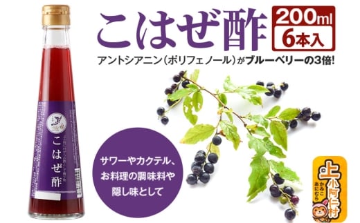 こはぜ酢 200ml×6本(上小阿仁村産こはぜ使用)果実酢 フルーツ お酢
