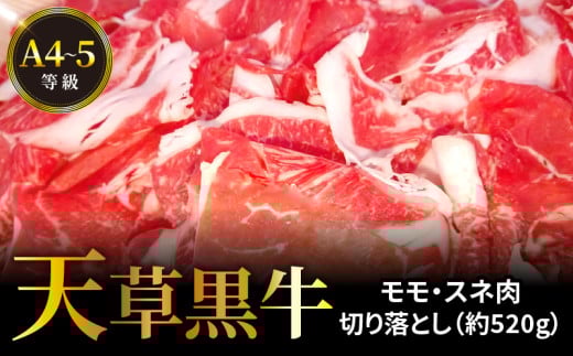 S074-016_天草黒牛 モモ・スネ肉 切り落とし 約520g 黒毛和牛 A4～5等級