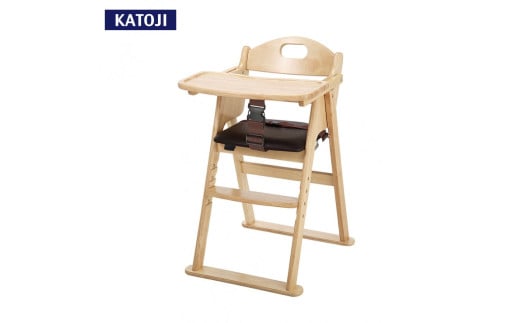 52-14_木製ワイドハイチェア ステップ切り替え（アジャスター付）（ナチュラル）｜カトージ KATOJI 子ども 赤ちゃん 幼児 椅子 ブランド 子育て 家具 おしゃれ かわいい 折りたたみ ハイチェア キッズチェア チャイルドチェア 木製  子供用 ナチュラル