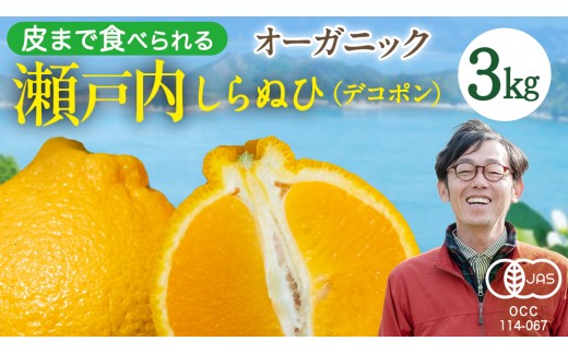 瀬戸内 オーガニック 不知火 3kg しらぬひ しらぬい デコポン みかん オレンジ 国産 有機JAS認証 有機栽培 柑橘 果物 フルーツ 広島 大崎上島