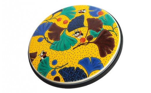 九谷焼　ワイヤレス充電器　丸型「麗和いちょう」