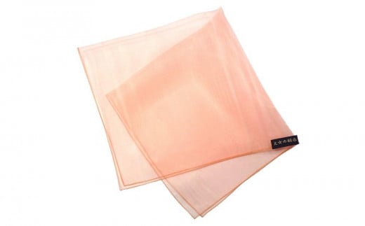 天女の羽衣ポケットチーフ　シルクランダムグラデーション　サーモンピンク