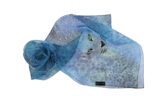 加賀友禅　天女の羽衣スカーフ　クウォーツ×ヒョウ