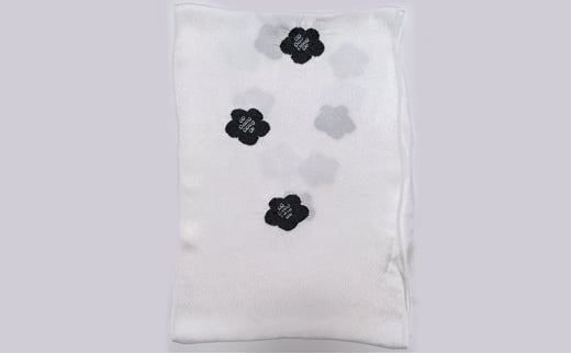 帯揚げ　輪出し　白地にブラック　和装 民芸品 工芸品 伝統技術 帯揚げ [№5275-0418]