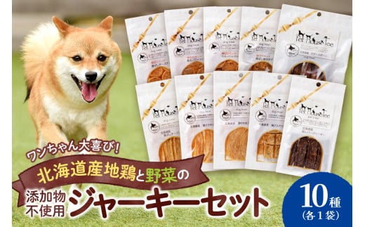 ワンちゃん大喜び！北海道産地鶏と野菜の完全無添加ジャーキーセット（10種類×1袋）