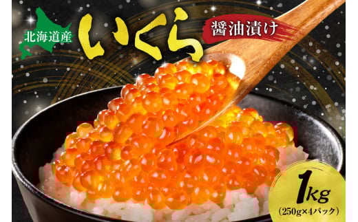 北海道産 いくら醤油漬け 1kg いくら 250g×4個 化粧箱入り イクラ 鮭いくら 醤油漬け 濃厚 鮭卵 魚卵 海鮮 魚介類 魚介 グルメ 冷凍 お取り寄せ 小分け パック 北海道 札幌市