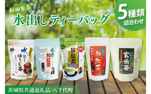 【茨城県共通返礼品/八千代町】水出しティーバッグ5種詰め合わせ【お徳用猿島茶 水出しほうじ茶 水出し玄米茶 水出し和紅茶 水出し和紅茶(ステビア入り)】(79-04)