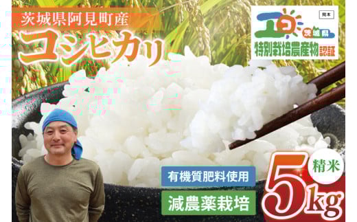 【2025年10月中旬より発送】【大人気】令和7年産米 コシヒカリ精米５kg 特栽米 ネオニコフリー【こしひかり 白米 弁当 おにぎり オニギリ 安心 安全 有機肥料 特別栽培米 特別栽培認証 エコ農産物 茨城県産 茨城県産米】(86-01)