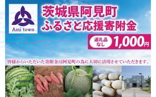 【返礼品なし】阿見町ふるさと応援寄附金(1,000円)(000-01)
