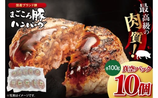 【茨城県共通返礼品】国産まごころ豚ハンバーグ100g×10個【高品質 豚肉 銘柄豚 ブランド豚 人気豚肉 個包装 冷凍 茨城県産 阿見町】(92-01)